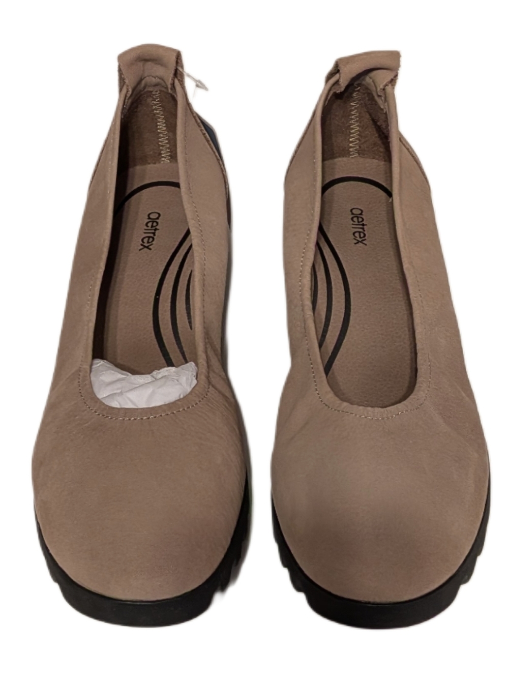 Aetrex Brianna Ballet Flats Women 9-9.5 Taupe Leather Comfort Arch Support Shoes